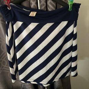 Navy and White Striped Skirt